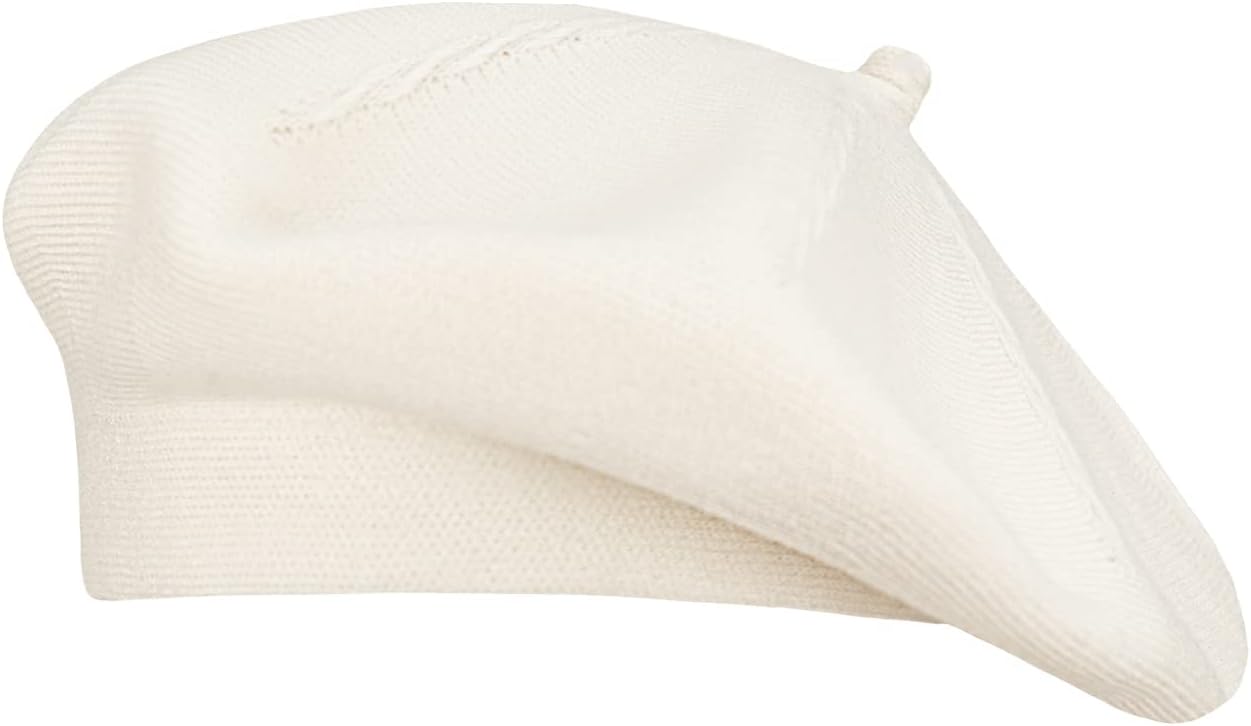 Cashmere Beret Hat French Style Stretchy Knitting Solid Color Both Side Usable