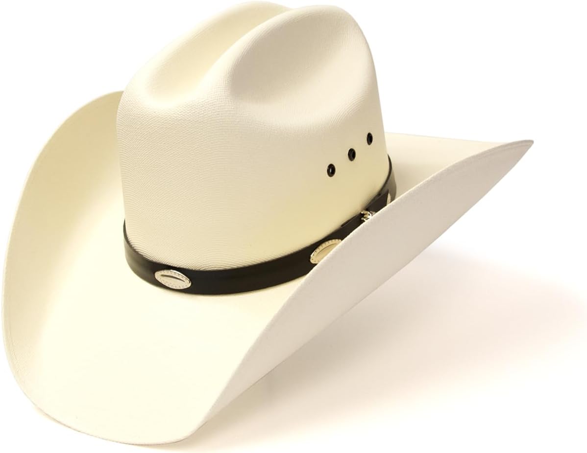 Natural Straw Cowboy Hat - Cattleman Style with Silver Conchos Hat Band | Cowboy Hats for Men and Women