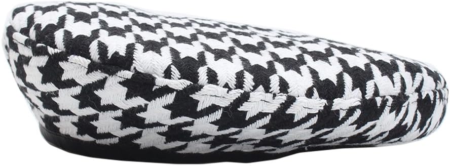 Women's Luxury Houndstooth Pattern Beret Beanie Hat
