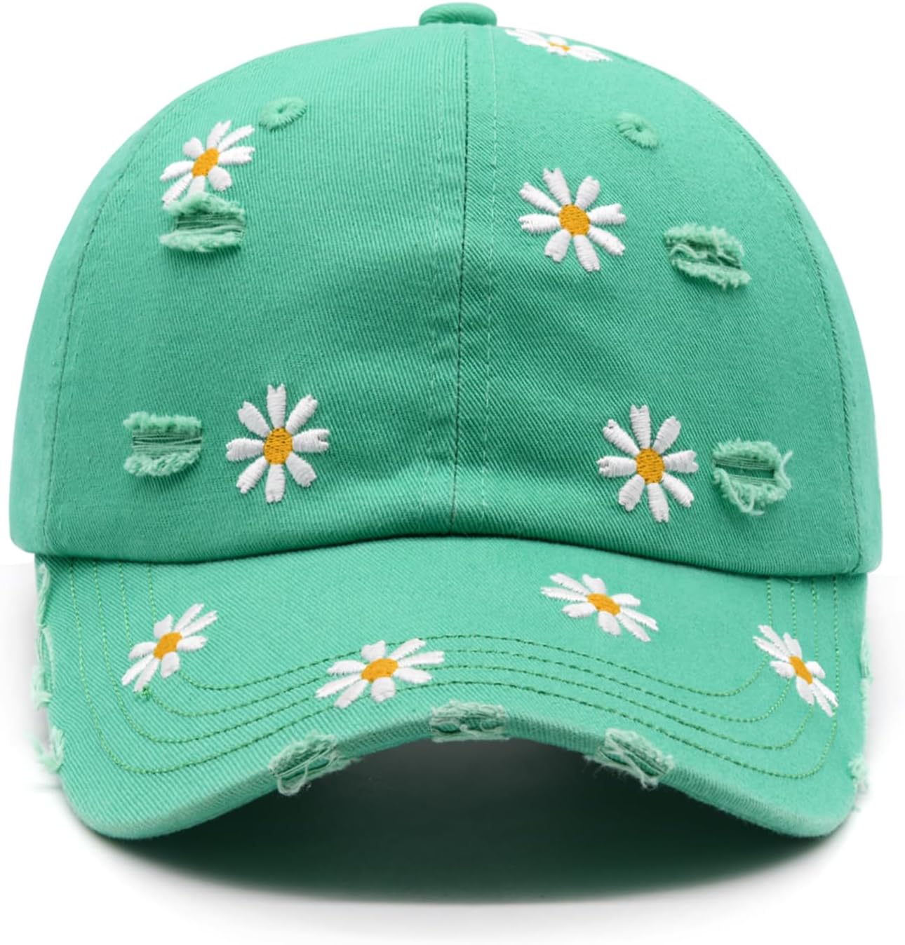Cute Daisy Hat for Women, Adjustable Embroidered Distressed Trendy Baseball Cap - Image 2