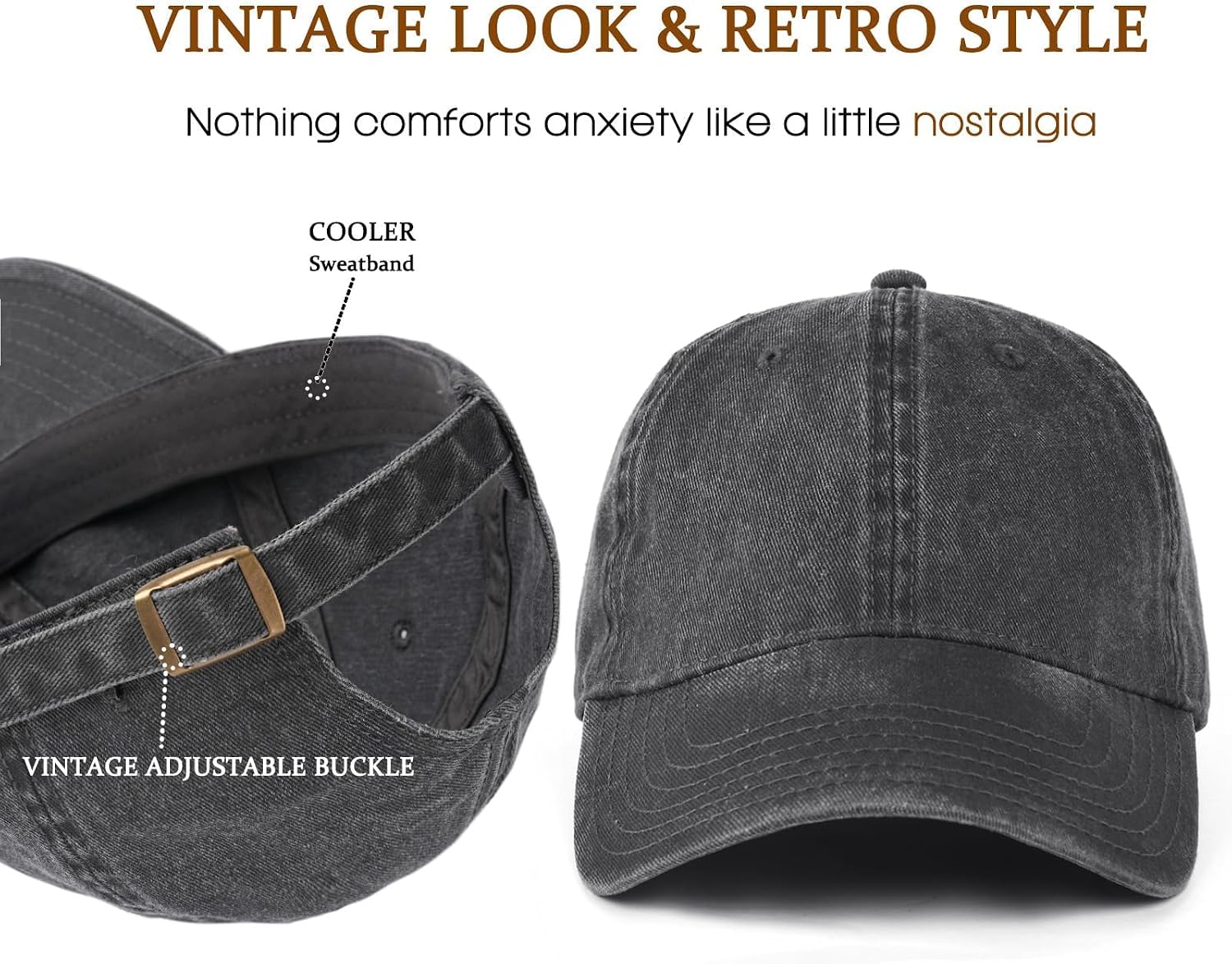 Unisex Vintage Cotton Washed Distressed Baseball Caps Unstructured Low Profile Adjustable Dad Hat - Image 2