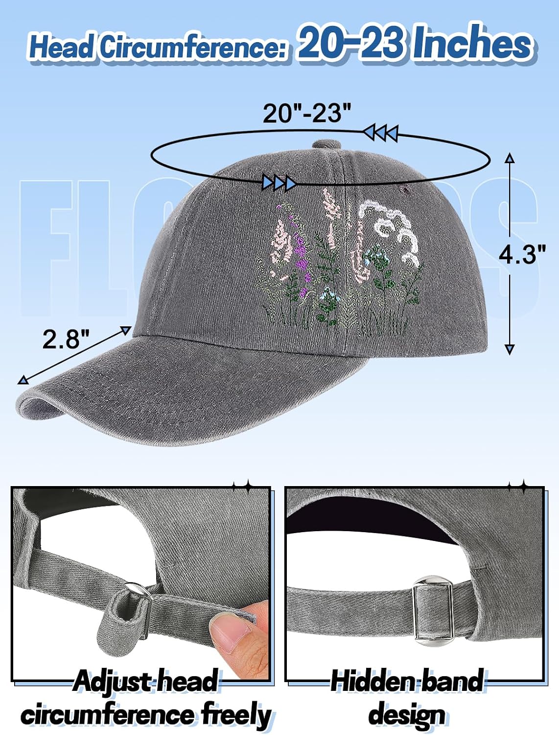 Embroidered Baseball Cap - Adjustable Hat, Soft Breathable Poly Hats for Women Men Gifts - Image 2