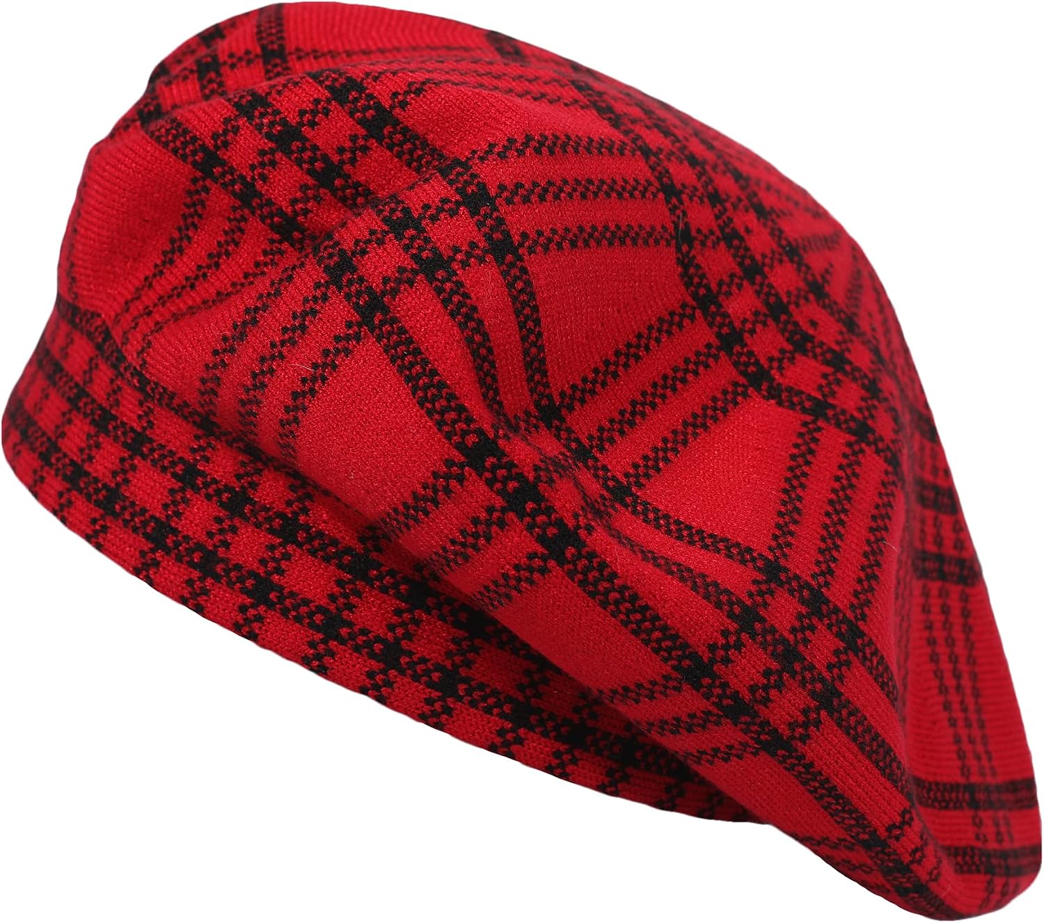 Womens French Beret Hat Reversible Knitted Thickened Warm Cap for Ladies Girls