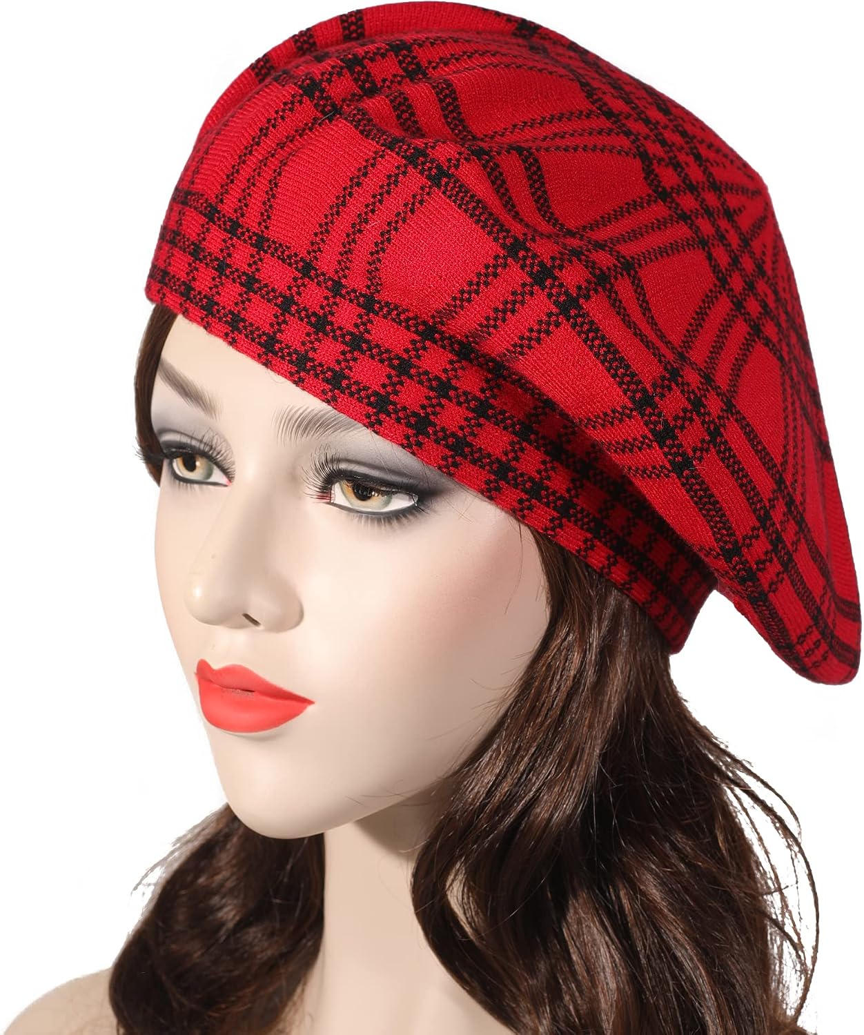 Womens French Beret Hat Reversible Knitted Thickened Warm Cap for Ladies Girls - Image 2