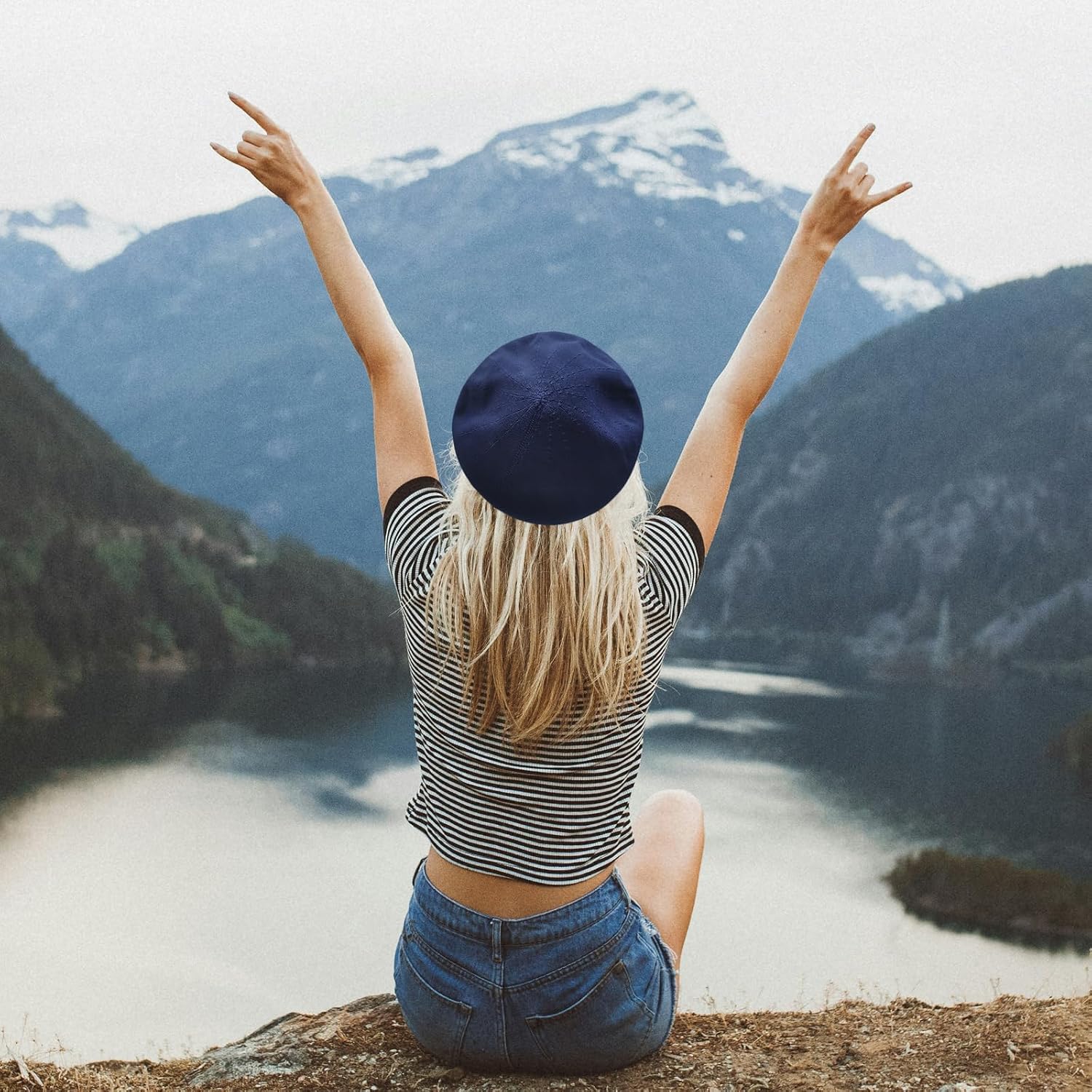 Summer French Beret Breathable Thin Beret Hat Solid Color Beanie for Women Lady - Image 2