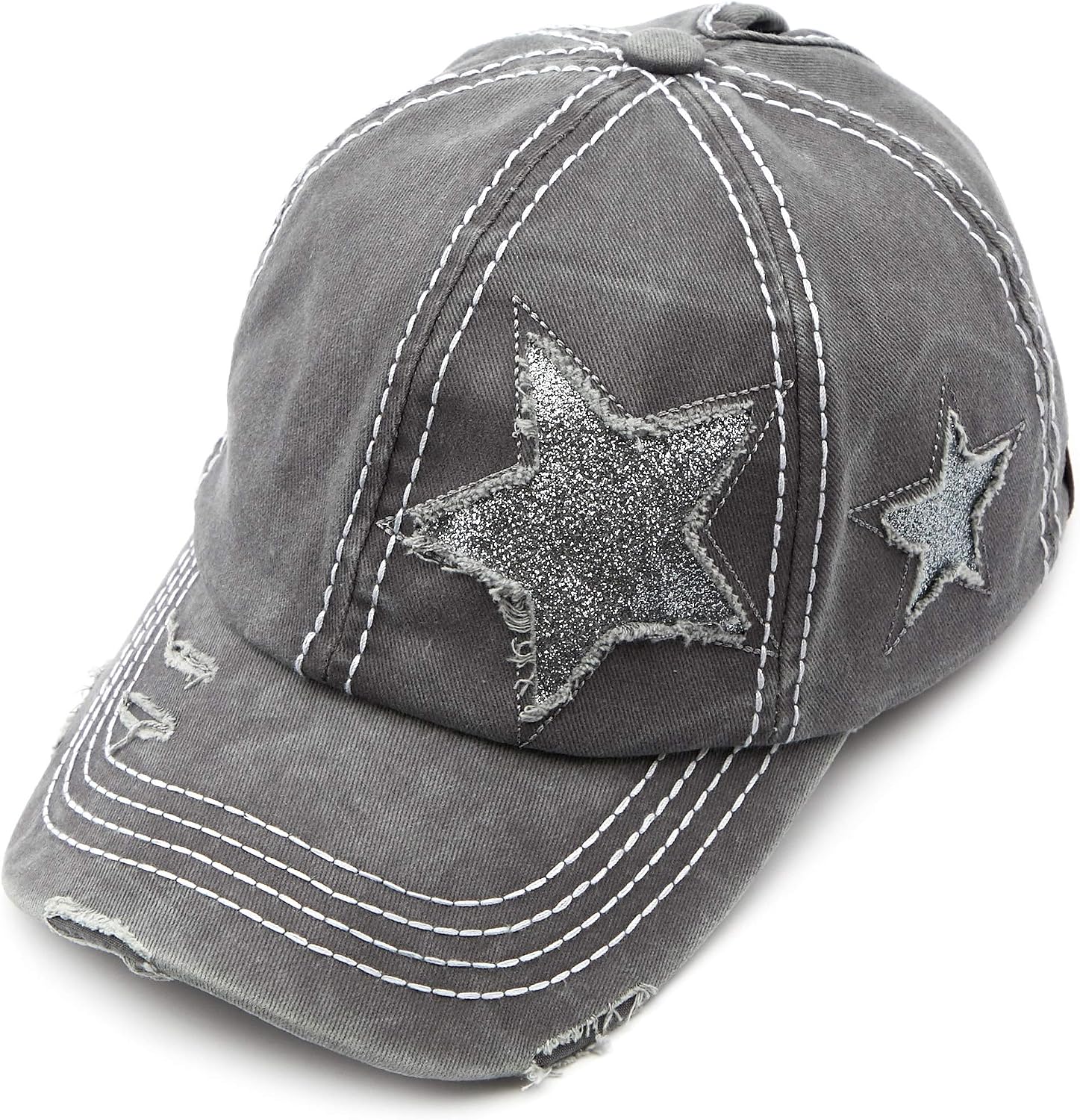 Washed Distressed Cotton Denim Ponytail Hat Adjustable Baseball Cap (BT-14)